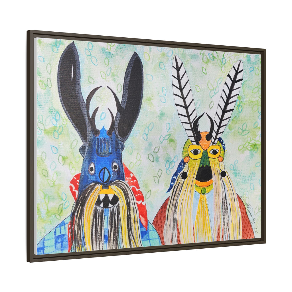 Colorful Folk Mask Matte Canvas Print (Framed)