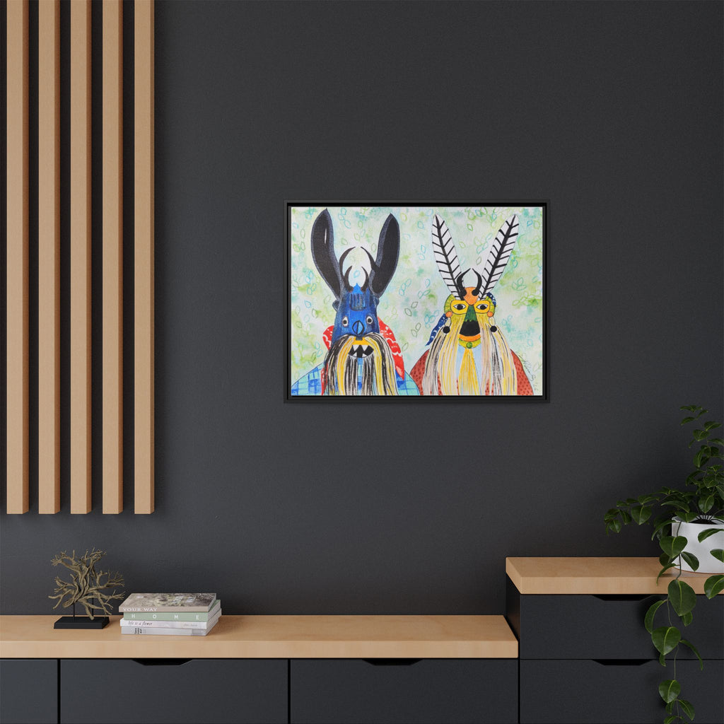 Colorful Folk Mask Matte Canvas Print (Framed)
