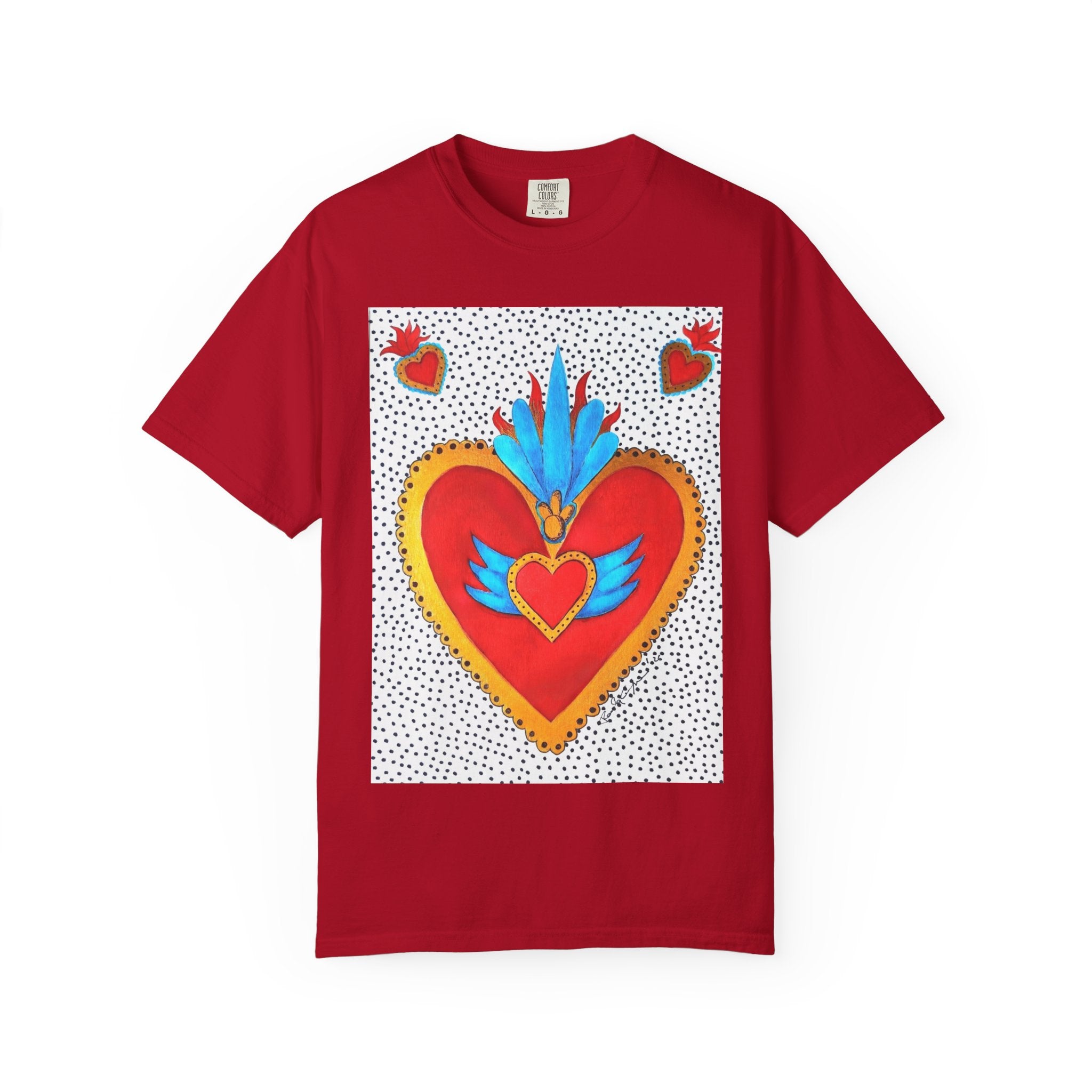 Winged Sacred Heart T-Shirt â€” Colorful Mexican Folk Art Graphic