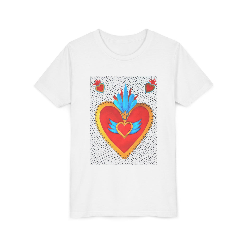 Youth Tee — Colorful Sacred Heart Graphic Kids Shirt