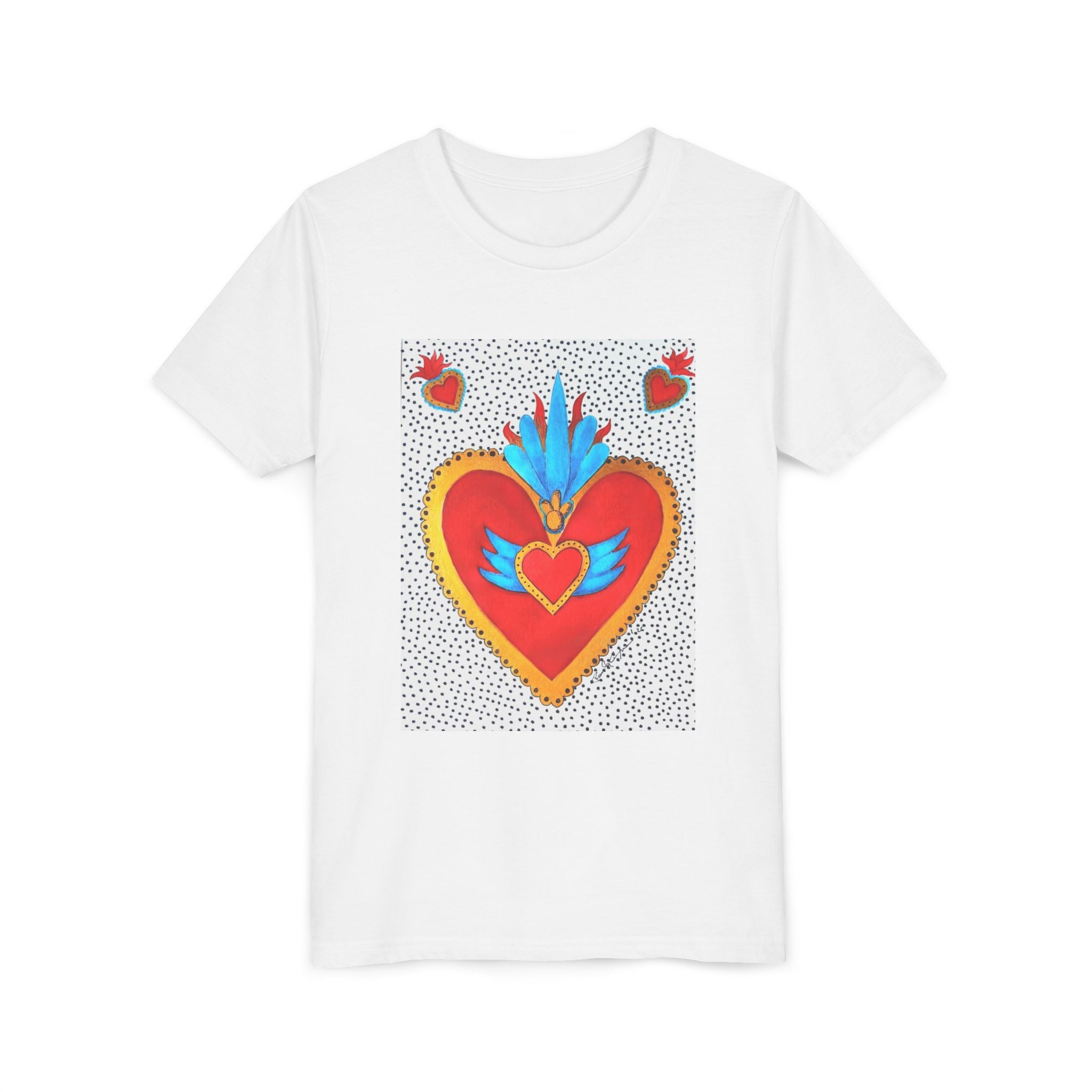 Youth Tee — Colorful Sacred Heart Graphic Kids Shirt