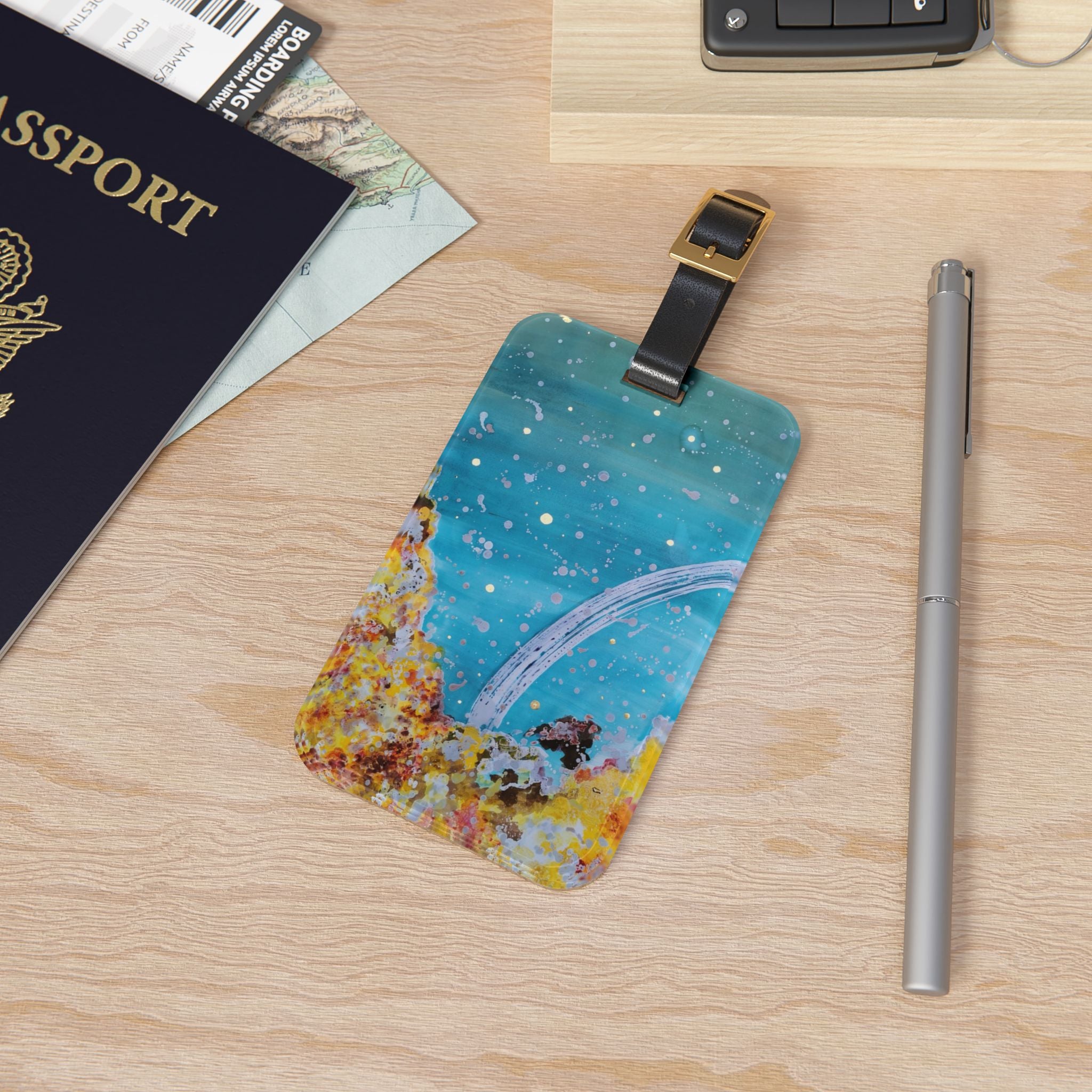 Luggage Tag — Abstract Ocean Blue Coral Design