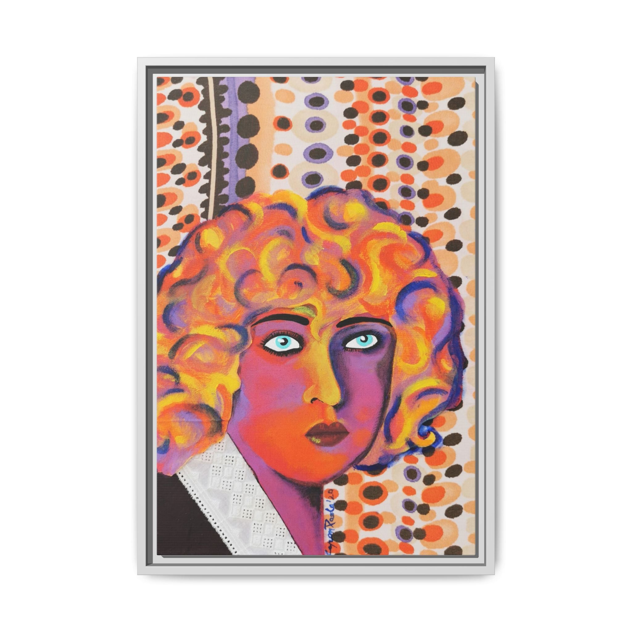 Framed Pop Art Nahui Olin's Portrait Canvas — Colorful Abstract Woman Wall Art
