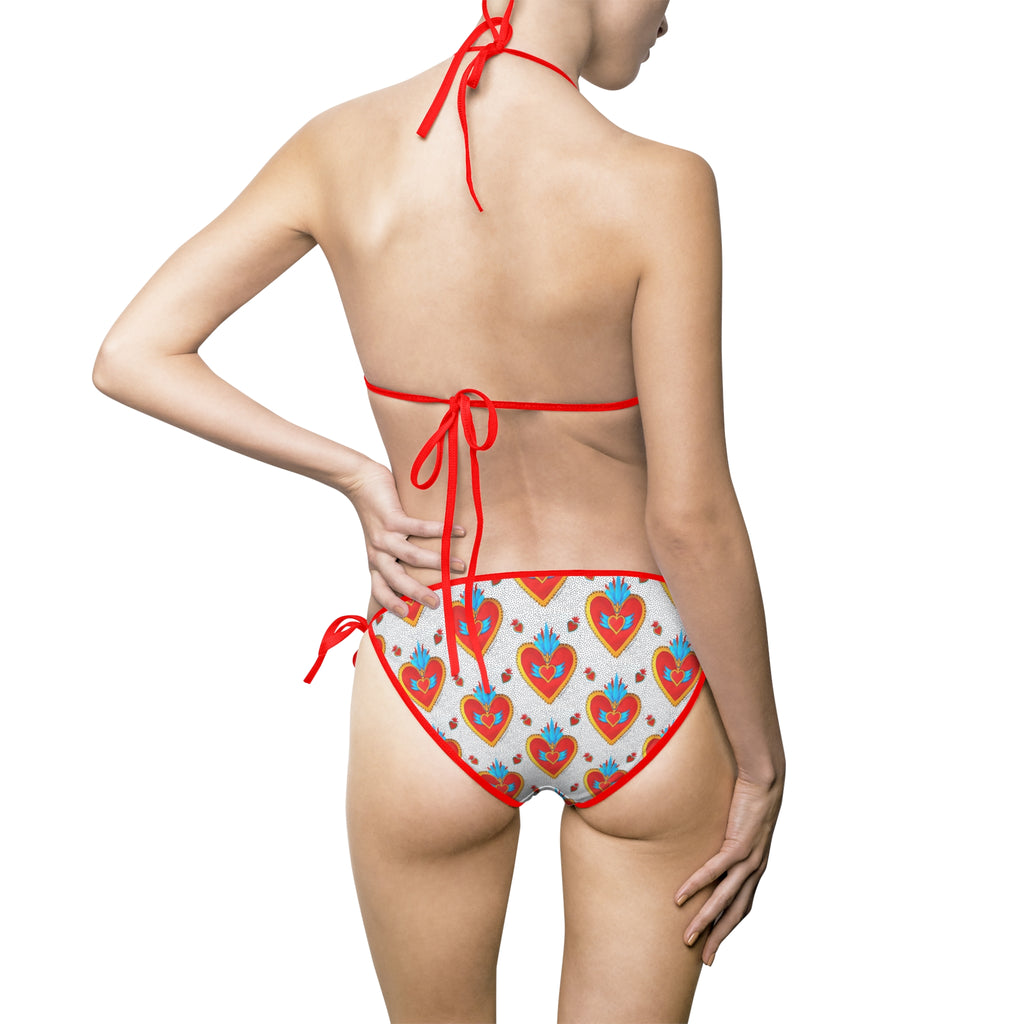 Heart Flame Bikini — Women's Tie-Side Triangle Swimsuit