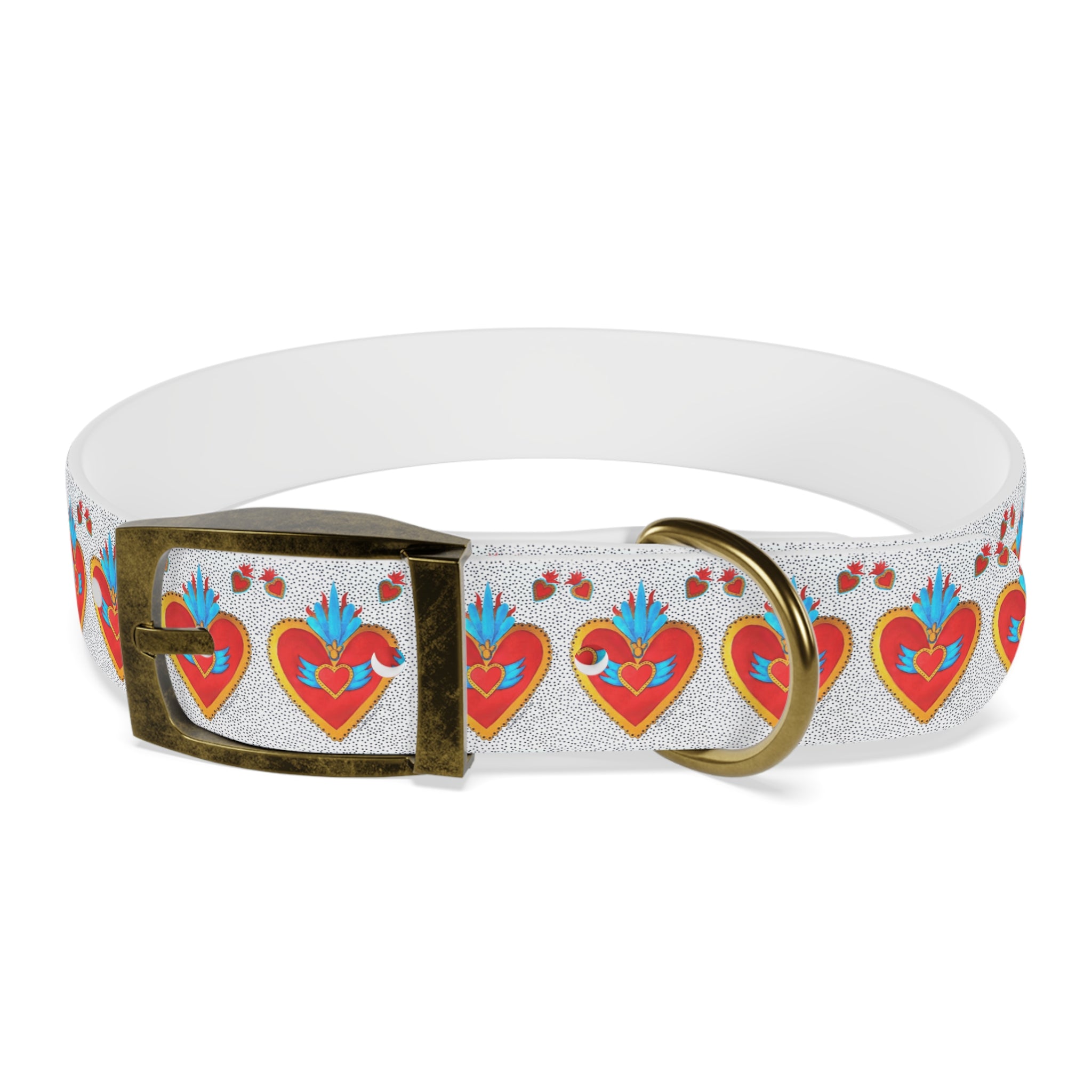 Collier pour chien motif Sacré-Cœur — Motif cœur coloré d'art populaire pour animaux de compagnie