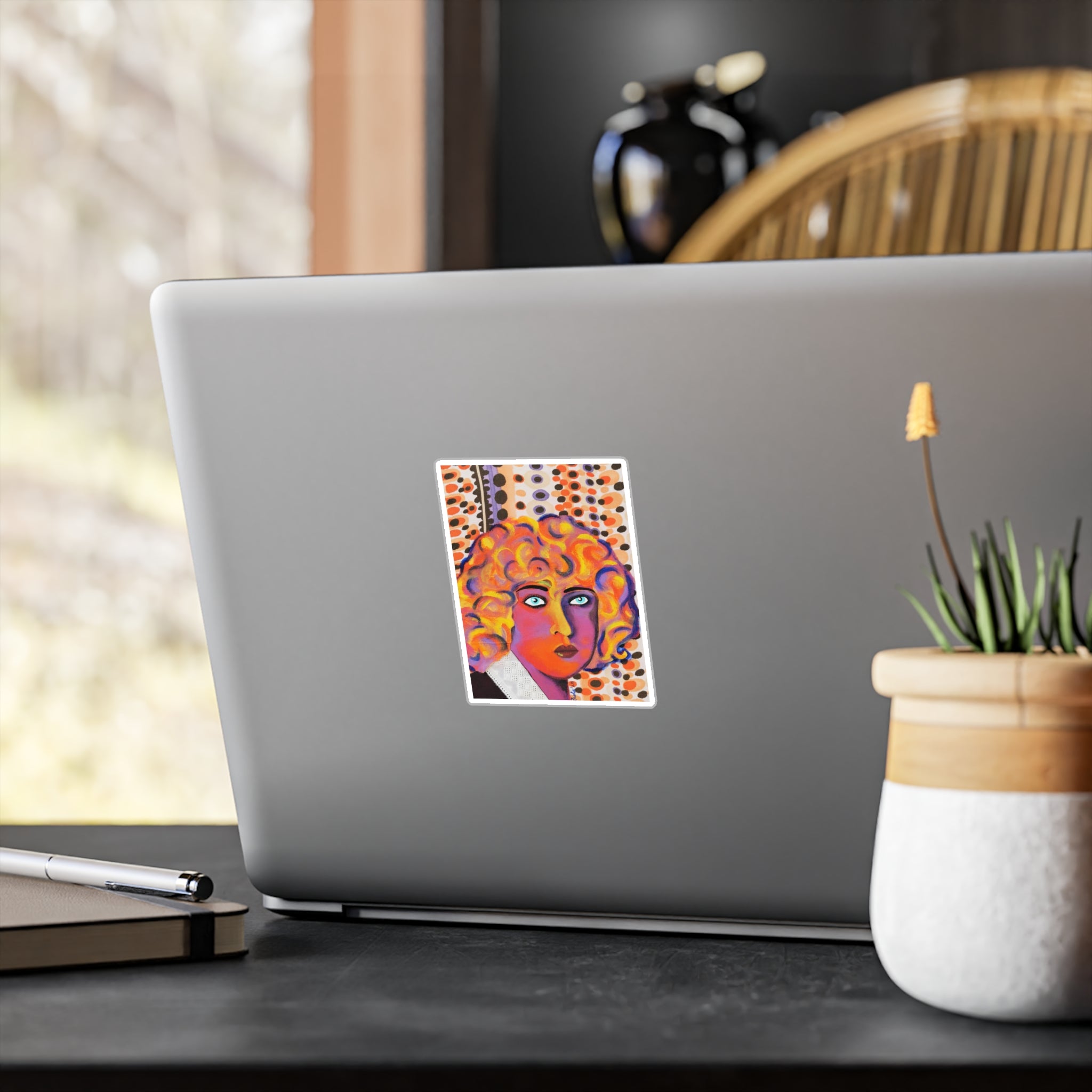 Retro Pop Art Face Vinyl Sticker – Kiss-Cut Decorative Decal