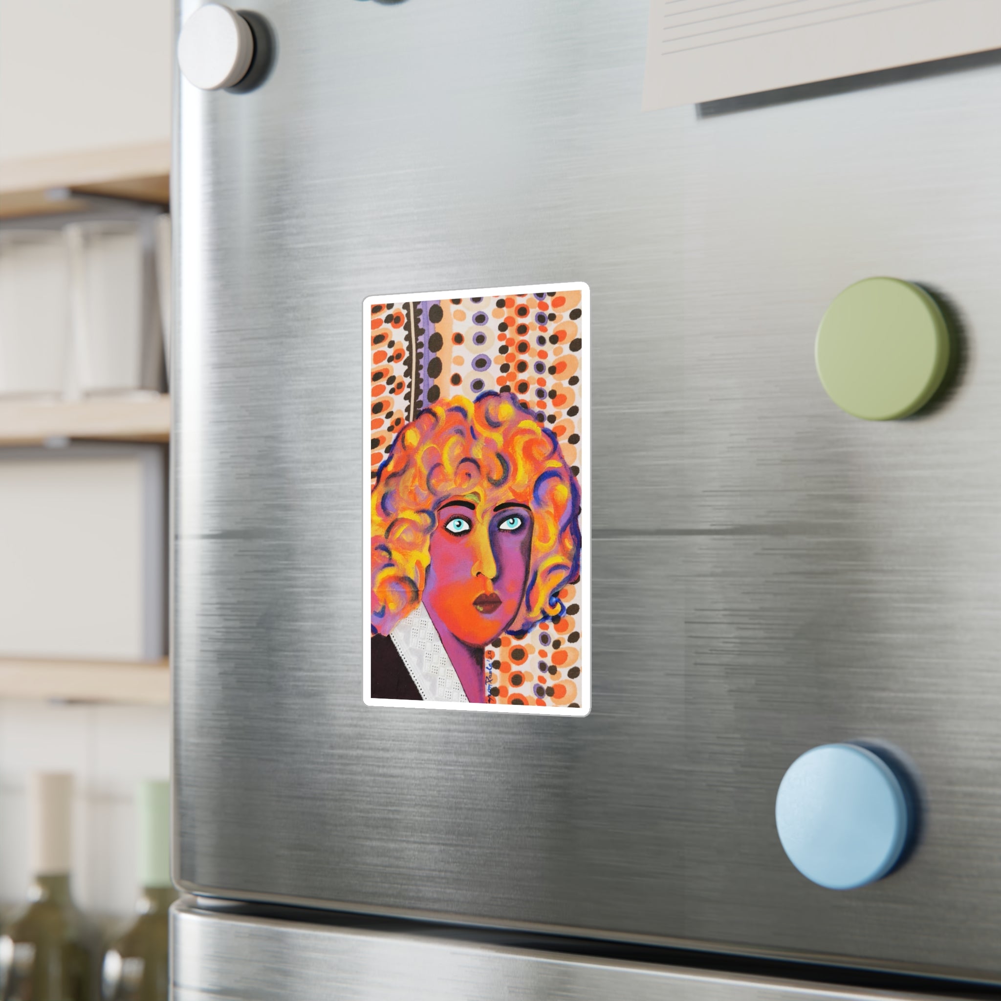 Retro Pop Art Face Vinyl Sticker – Kiss-Cut Decorative Decal
