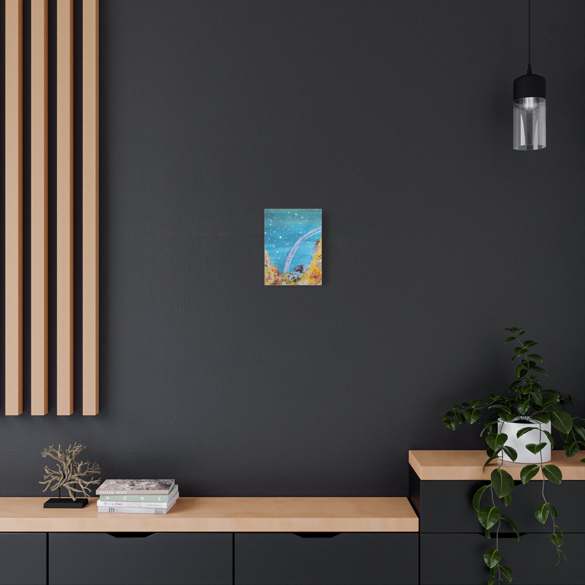 Abstract Ocean Arch Canvas - Teal & Gold Wall Art