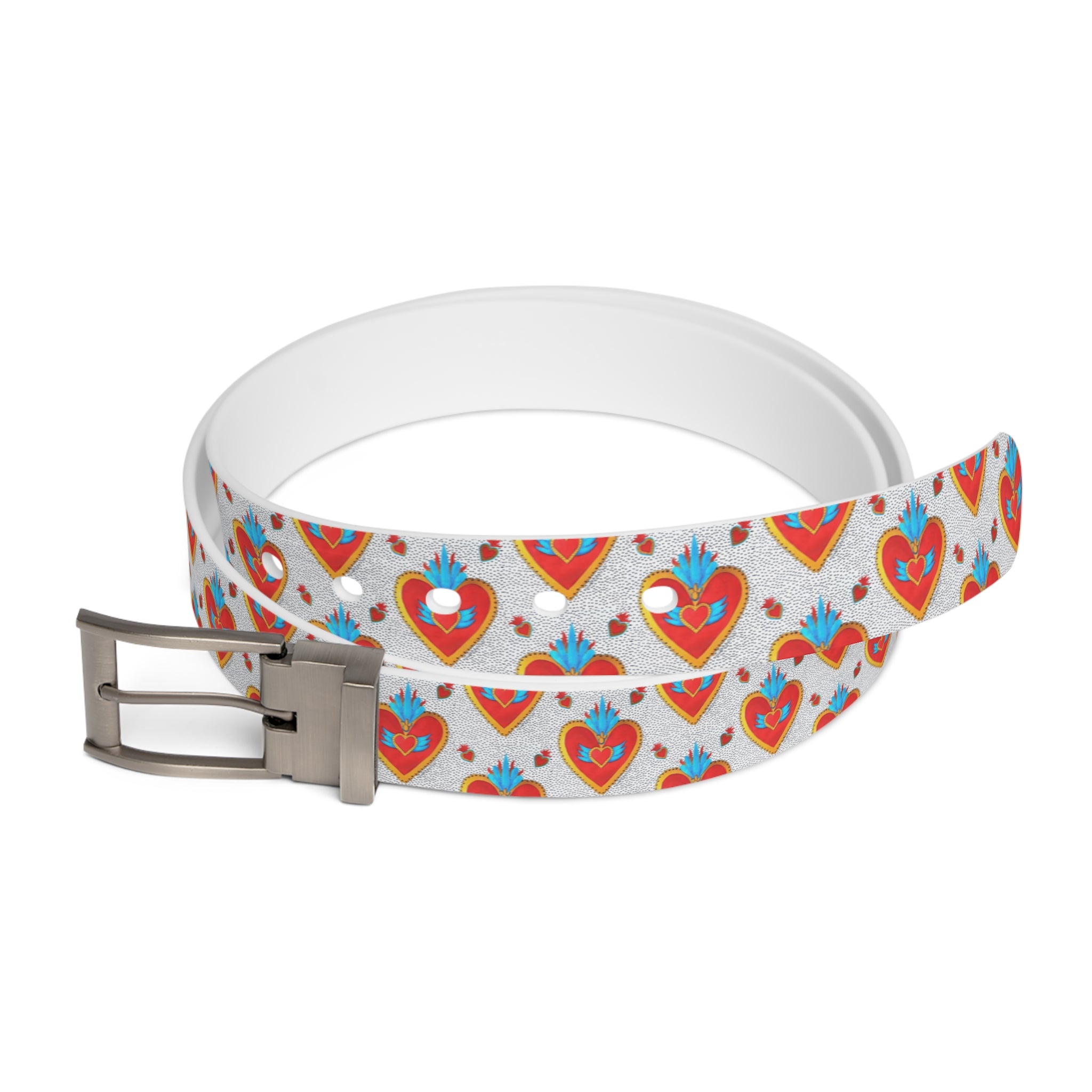 Heart Folk Art Belt — Colorful Sacred Heart Pattern Accessory