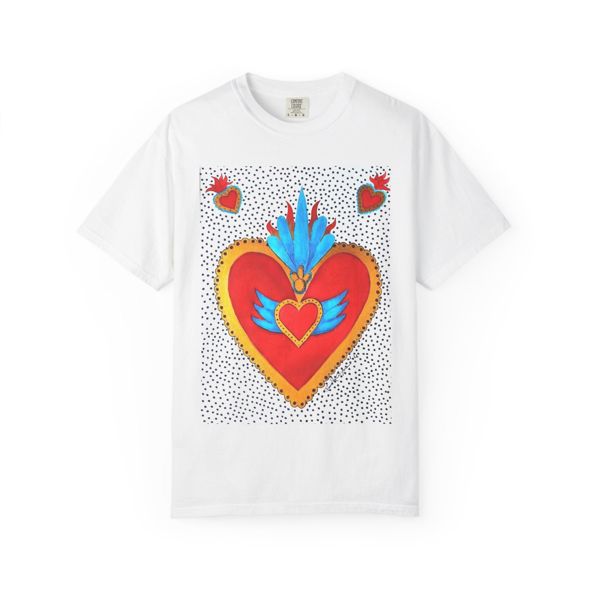 Winged Sacred Heart T-Shirt â€” Colorful Mexican Folk Art Graphic