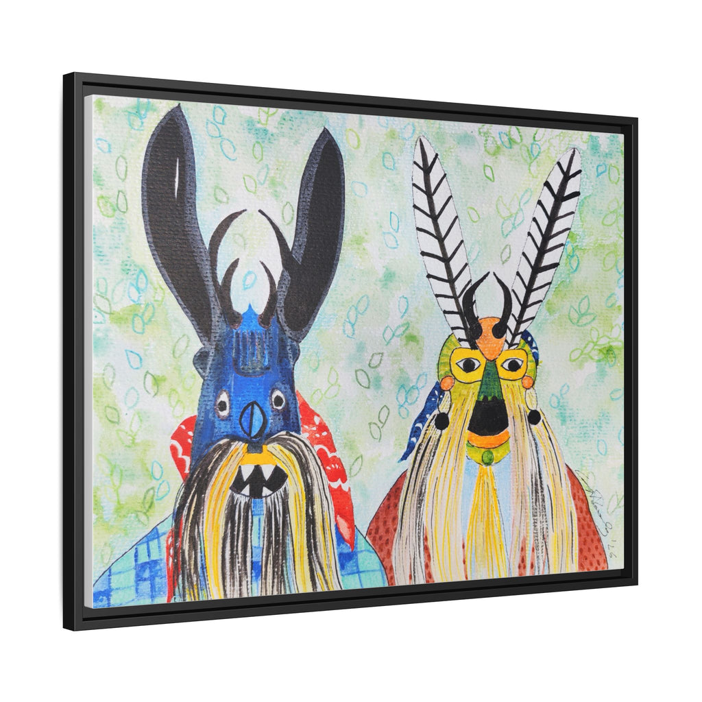 Colorful Folk Mask Matte Canvas Print (Framed)