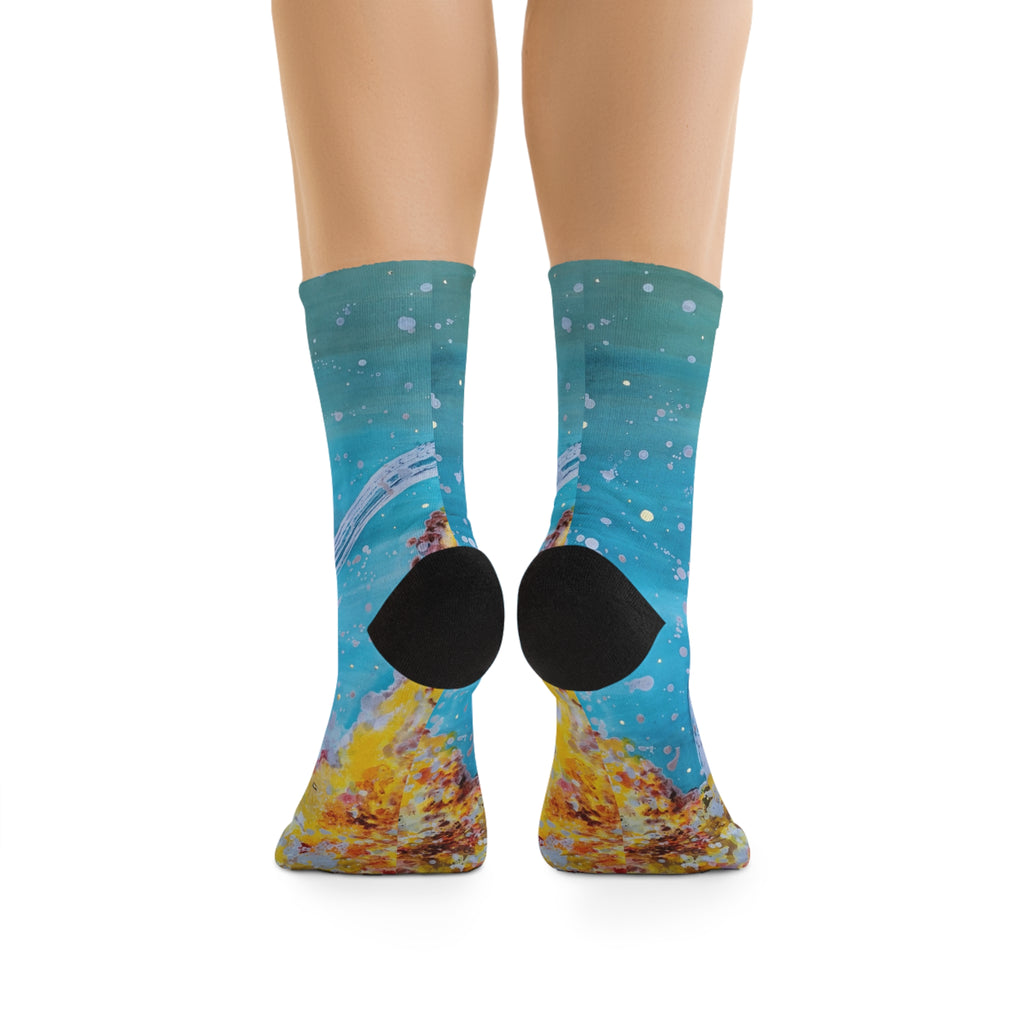 Ocean Whale Crew Socks — Recycled Poly Aquatic Print Socks