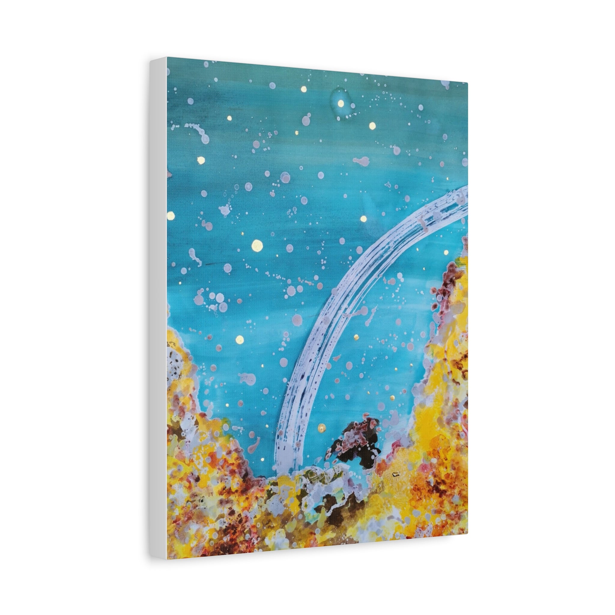 Abstract Ocean Arch Canvas - Teal & Gold Wall Art