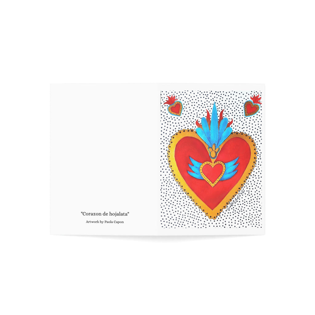 Folk Art Sacred Heart Greeting Card — Blank Inside (Single or Multipack)