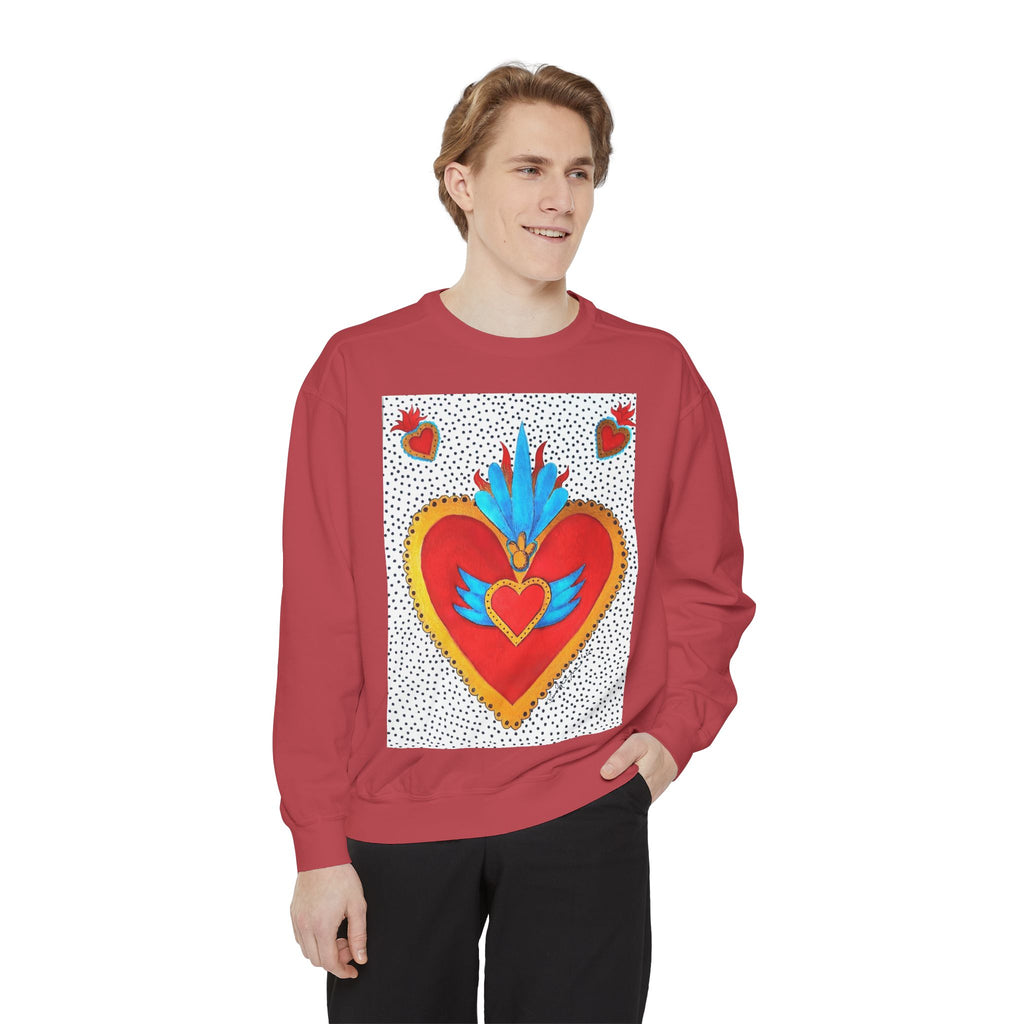 Sacred Heart Sweatshirt — Colorful Folk Art Heart Crewneck