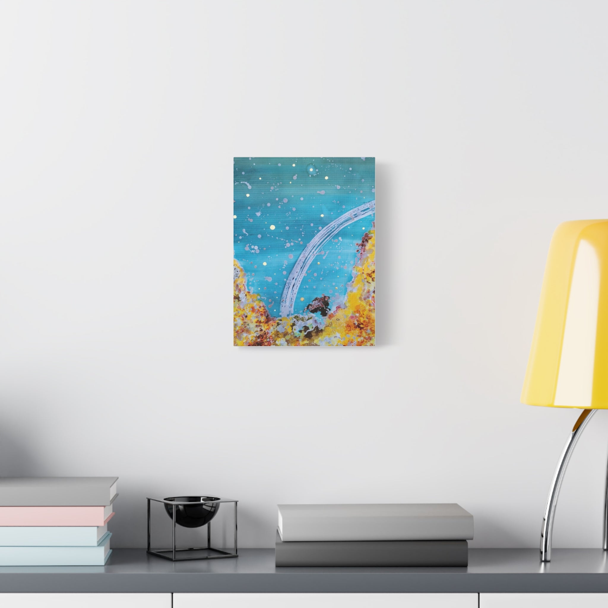 Abstract Ocean Arch Canvas - Teal & Gold Wall Art