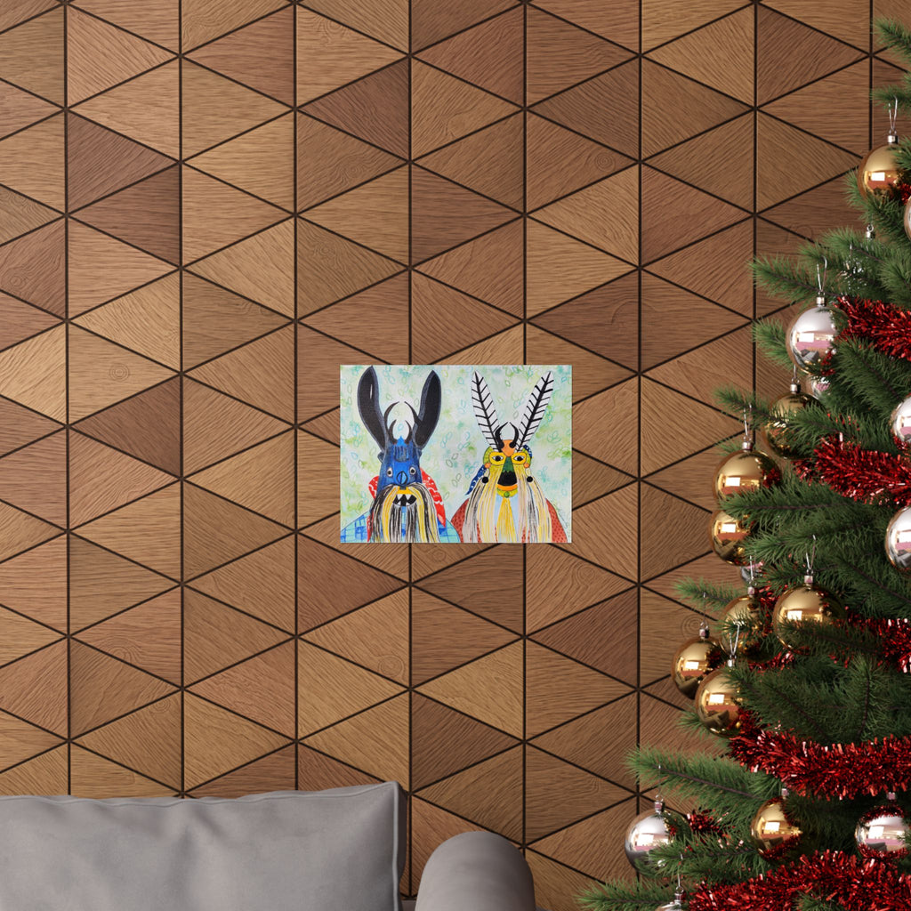 Surreal Tribal Mask Art Poster — Matte Horizontal Wall Print