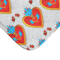 Sacred Heart Pattern Bath Mat — Colorful Folk-Art Heart Bathroom Rug