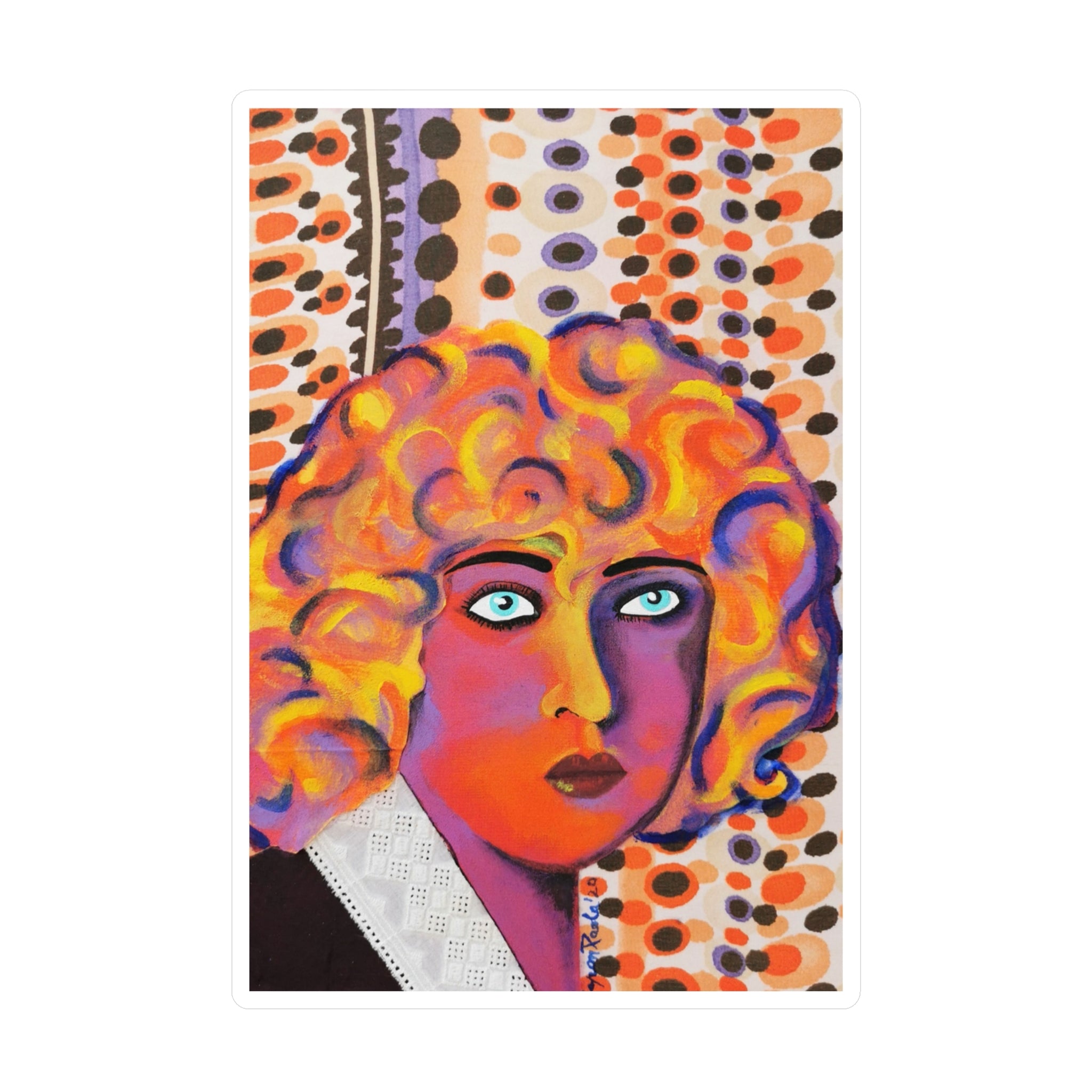 Retro Pop Art Face Vinyl Sticker – Kiss-Cut Decorative Decal