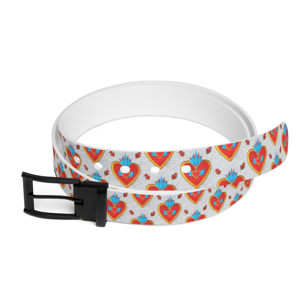 Heart Folk Art Belt — Colorful Sacred Heart Pattern Accessory