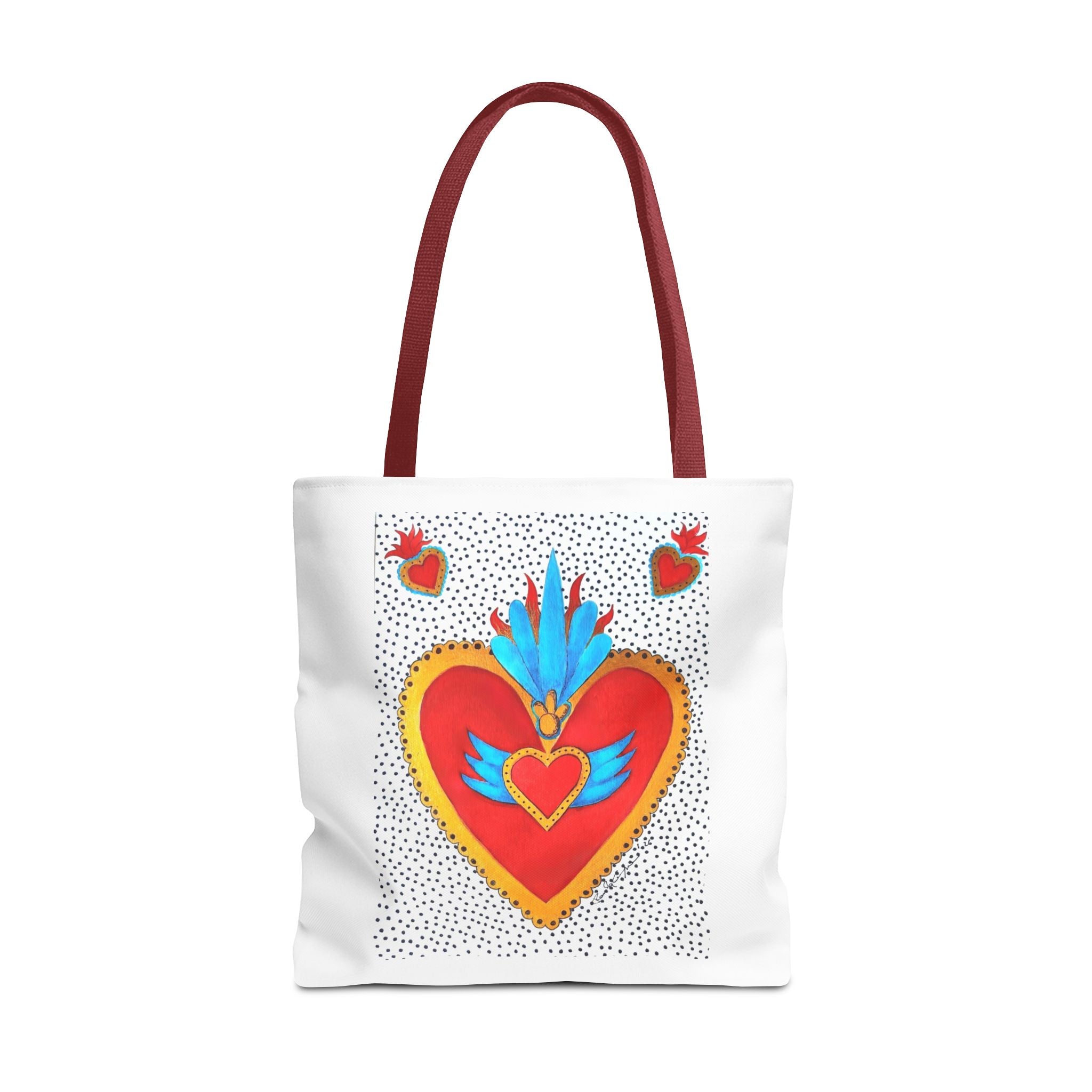 Sacred Heart Tote Bag — Colorful Folk Art Heart Design