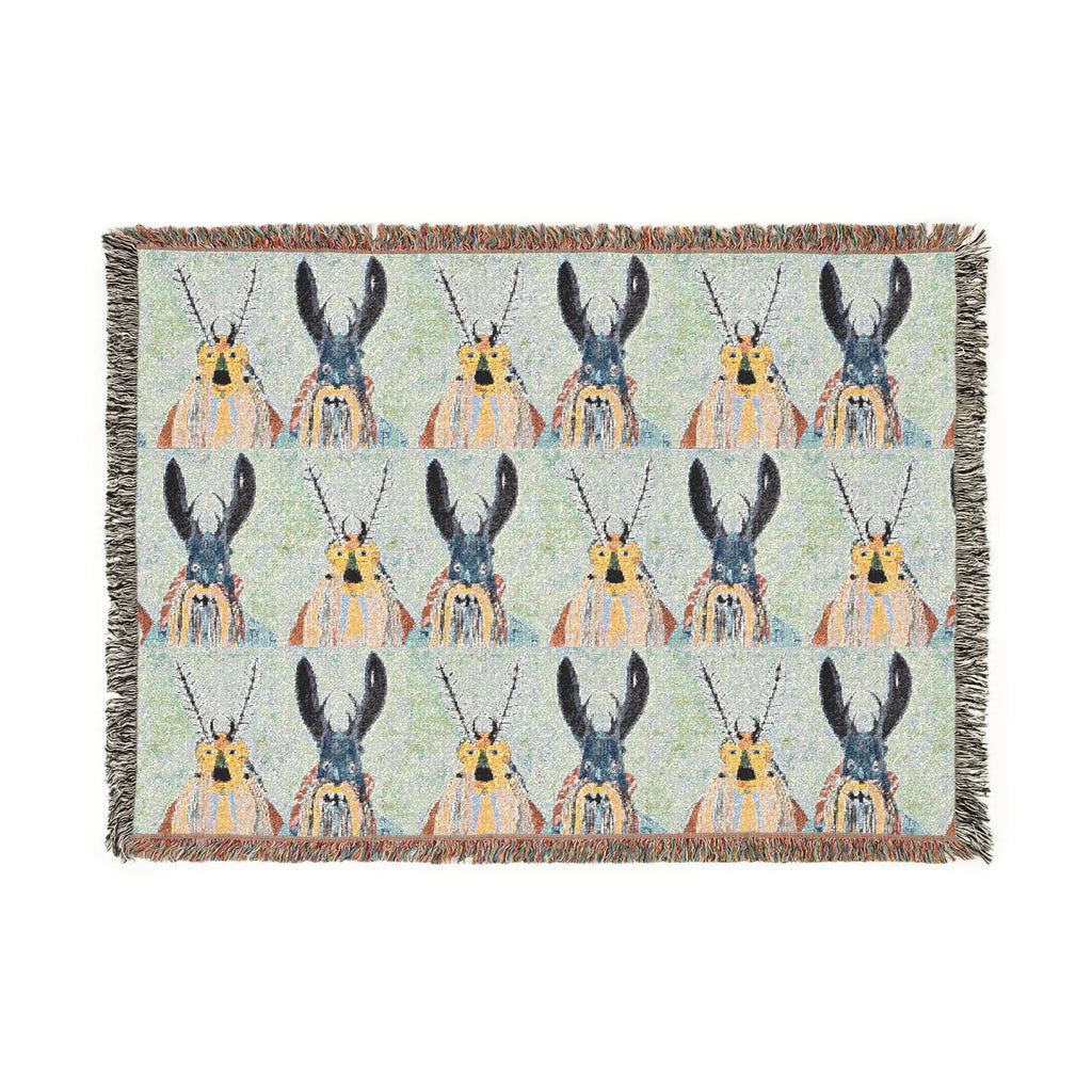 Hare Pattern Woven Blanket — Reversible Rabbit Throw for Cozy Home Decor