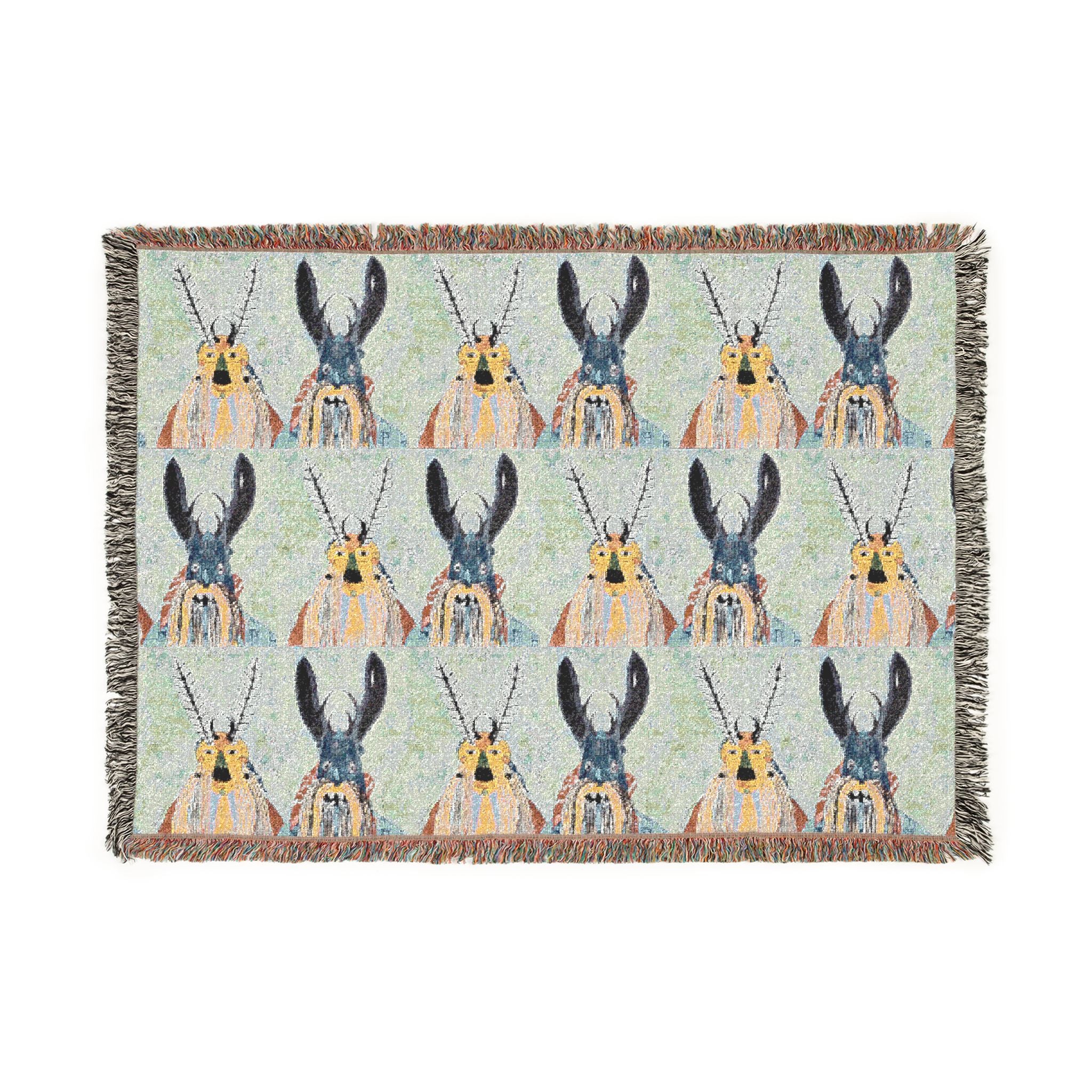 Hare Pattern Woven Blanket — Reversible Rabbit Throw for Cozy Home Decor