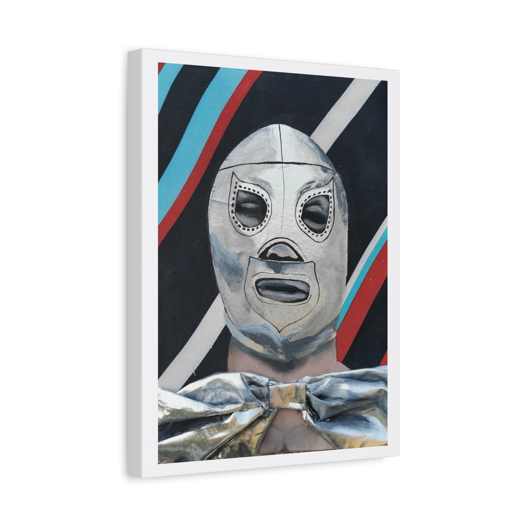 "El Santo" Luchador Mask Art Canvas – Silver Wrestler Stretched Matte Print