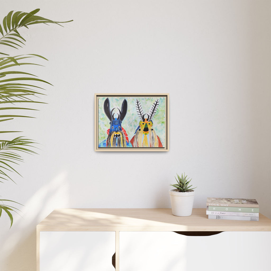 Colorful Folk Mask Matte Canvas Print (Framed)