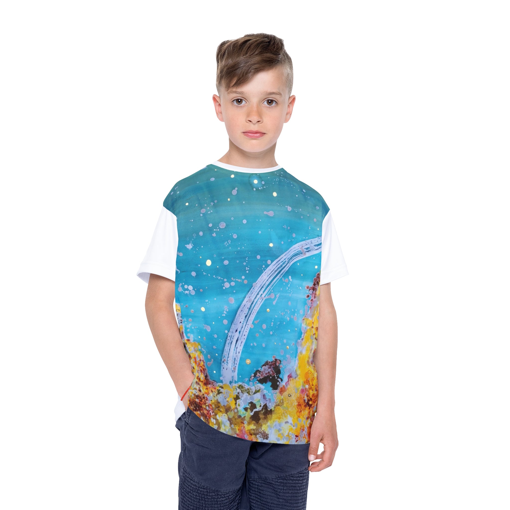 Kids Jersey - Colorful Cosmic Wave Sports Tee (All-Over Print)