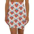 "Corazon de hojalata" Heart Pattern Pencil Skirt — Retro Folk Art Love Print