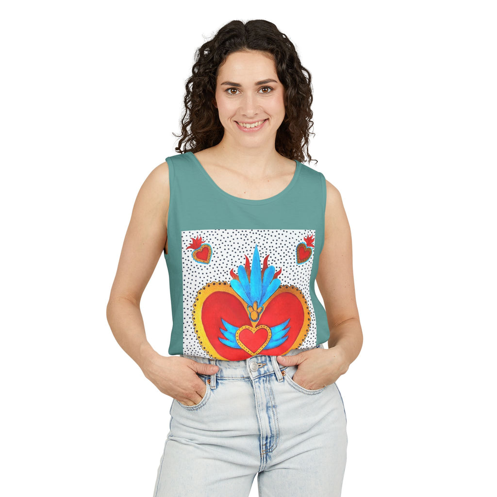 Sacred Heart Tank Top — Vibrant Winged Heart Graphic for Valentine & Everyday Wear