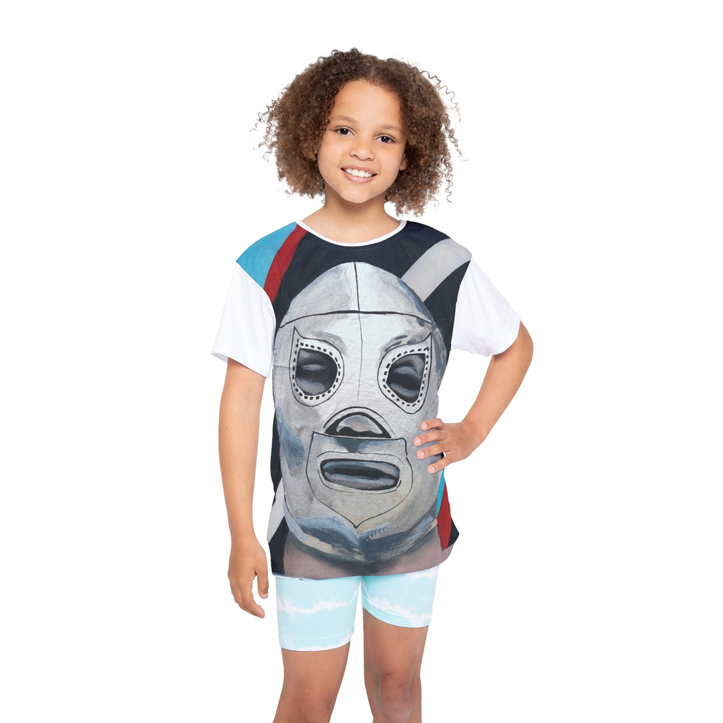 Kids Luchador Mask Sports Jersey – Colorful Wrestling Face Graphic Tee
