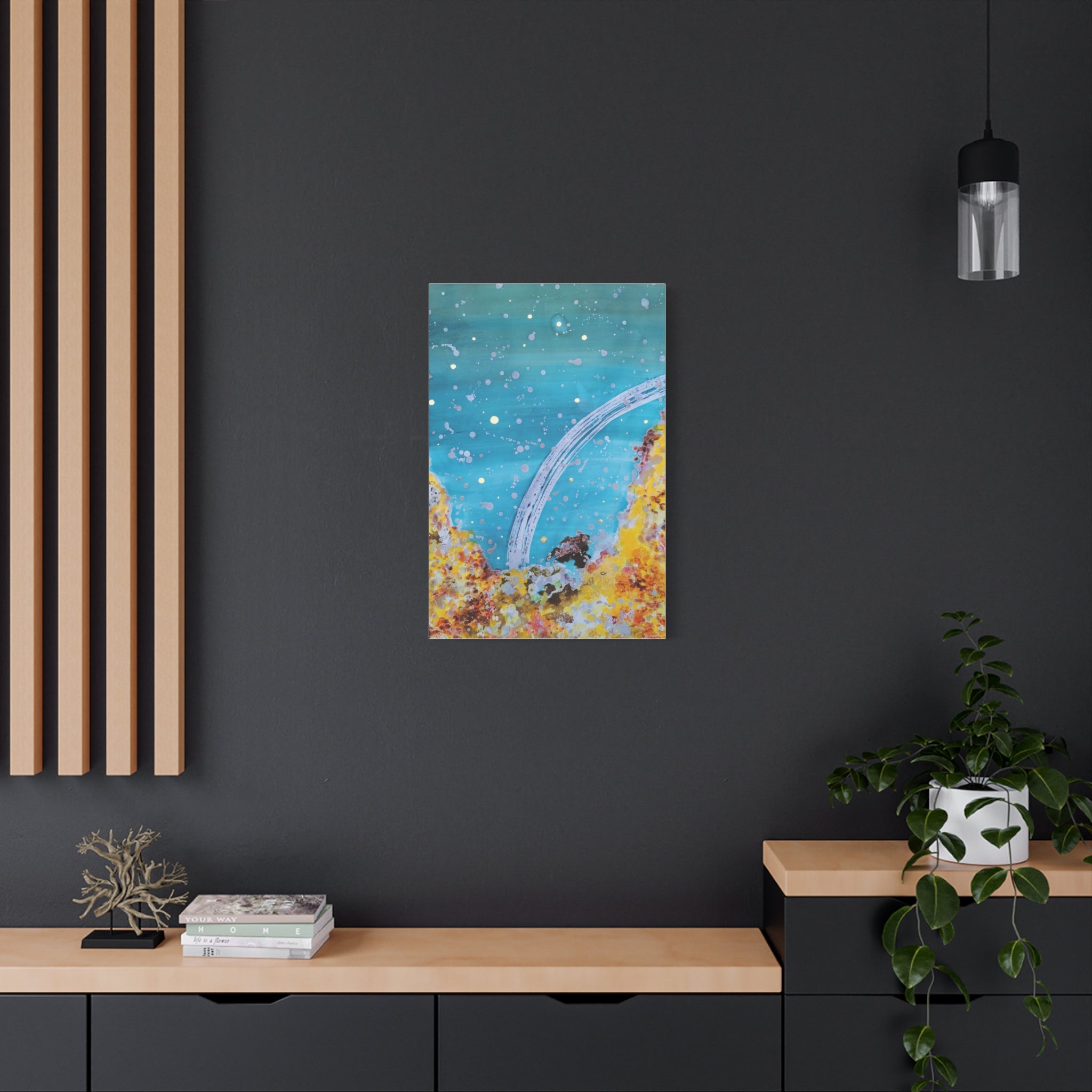 Abstract Ocean Arch Canvas - Teal & Gold Wall Art