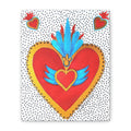 "Corazon de hojalata" Tableau imprimé Cœur Sacré d'art populaire — Décoration murale Cœur rouge et or éclatant