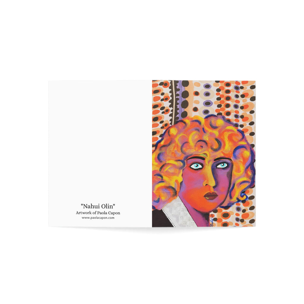 Abstract Pop Portrait Greeting Card — Vibrant Art Note Cards (1/10/30/50 pcs)