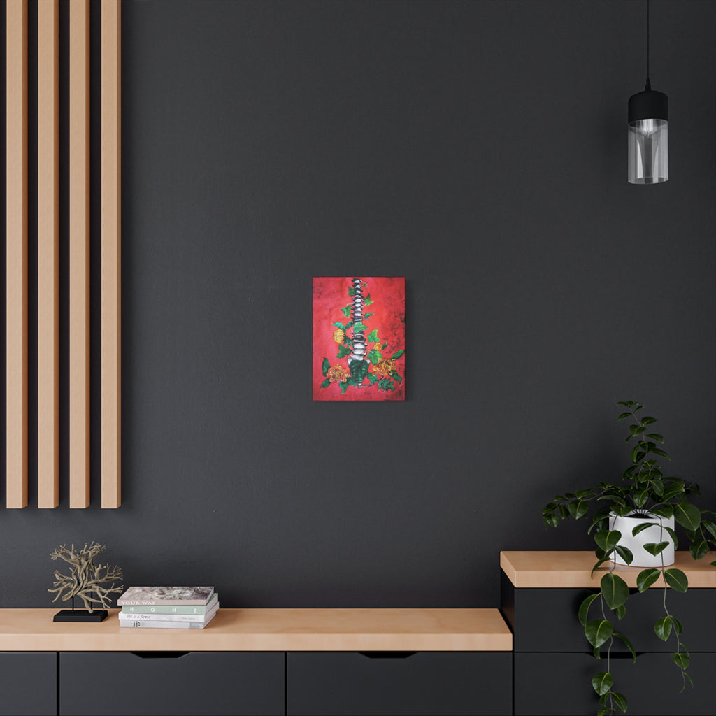 Spine & Flowers Canvas Art – Botanical Gothic Wall Decor