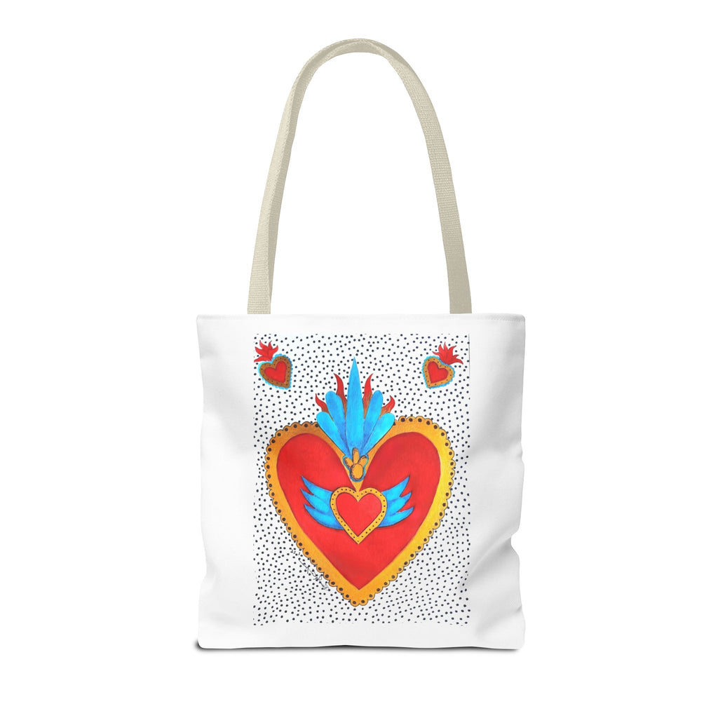 Sacred Heart Tote Bag — Colorful Folk Art Heart Design