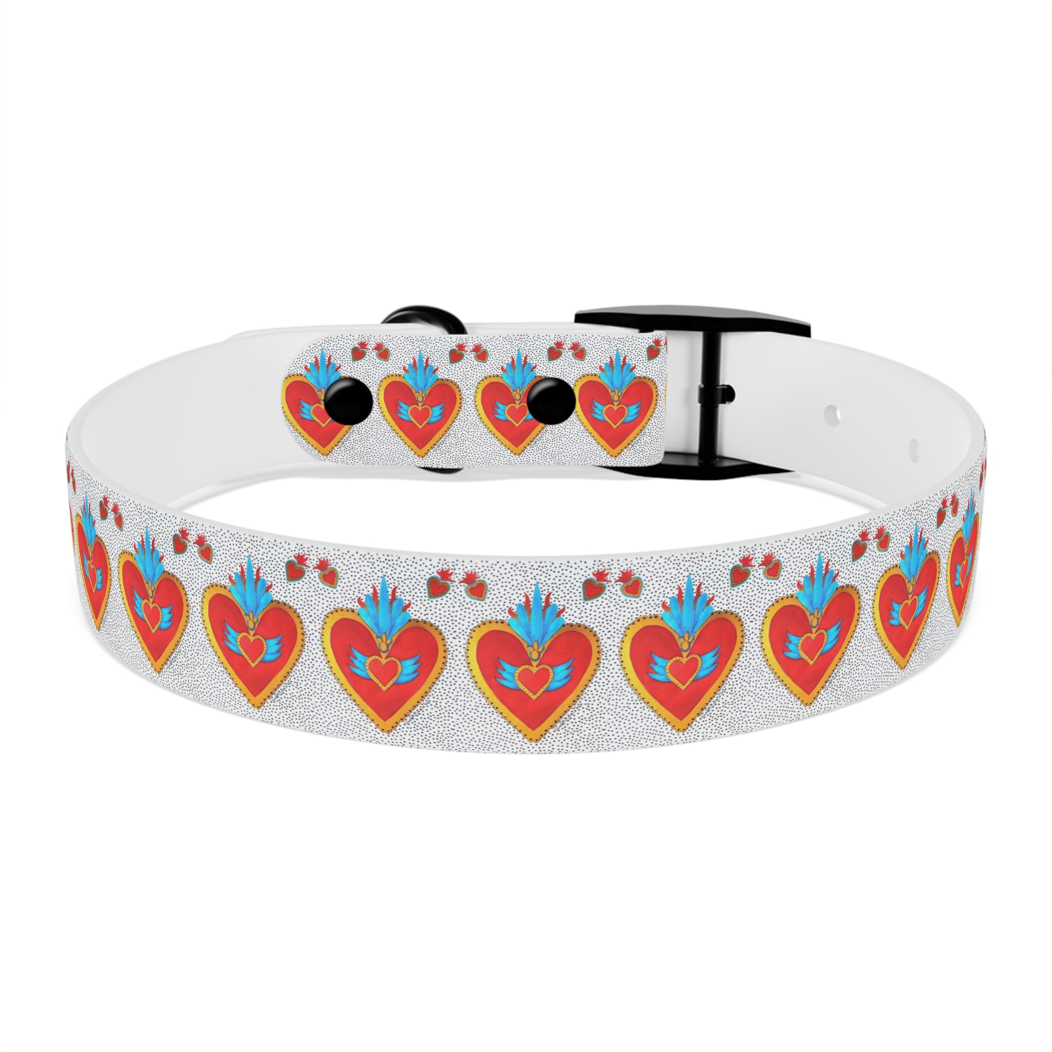 Collier pour chien motif Sacré-Cœur — Motif cœur coloré d'art populaire pour animaux de compagnie