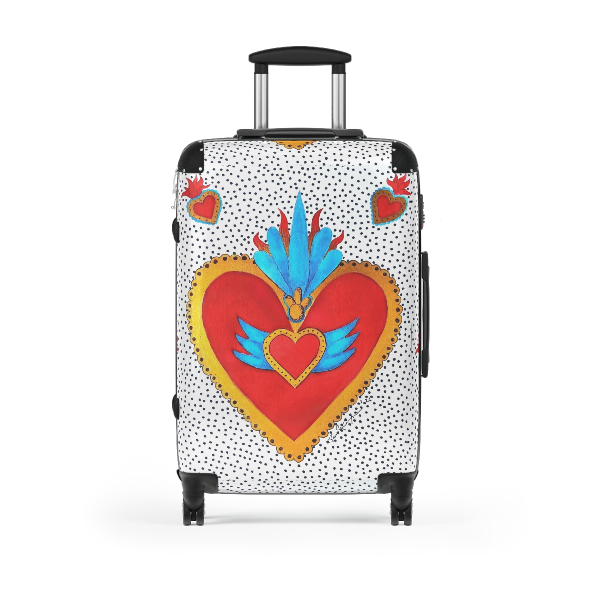 Heart Wing Suitcase – Vibrant Folk Art Carry-On Luggage