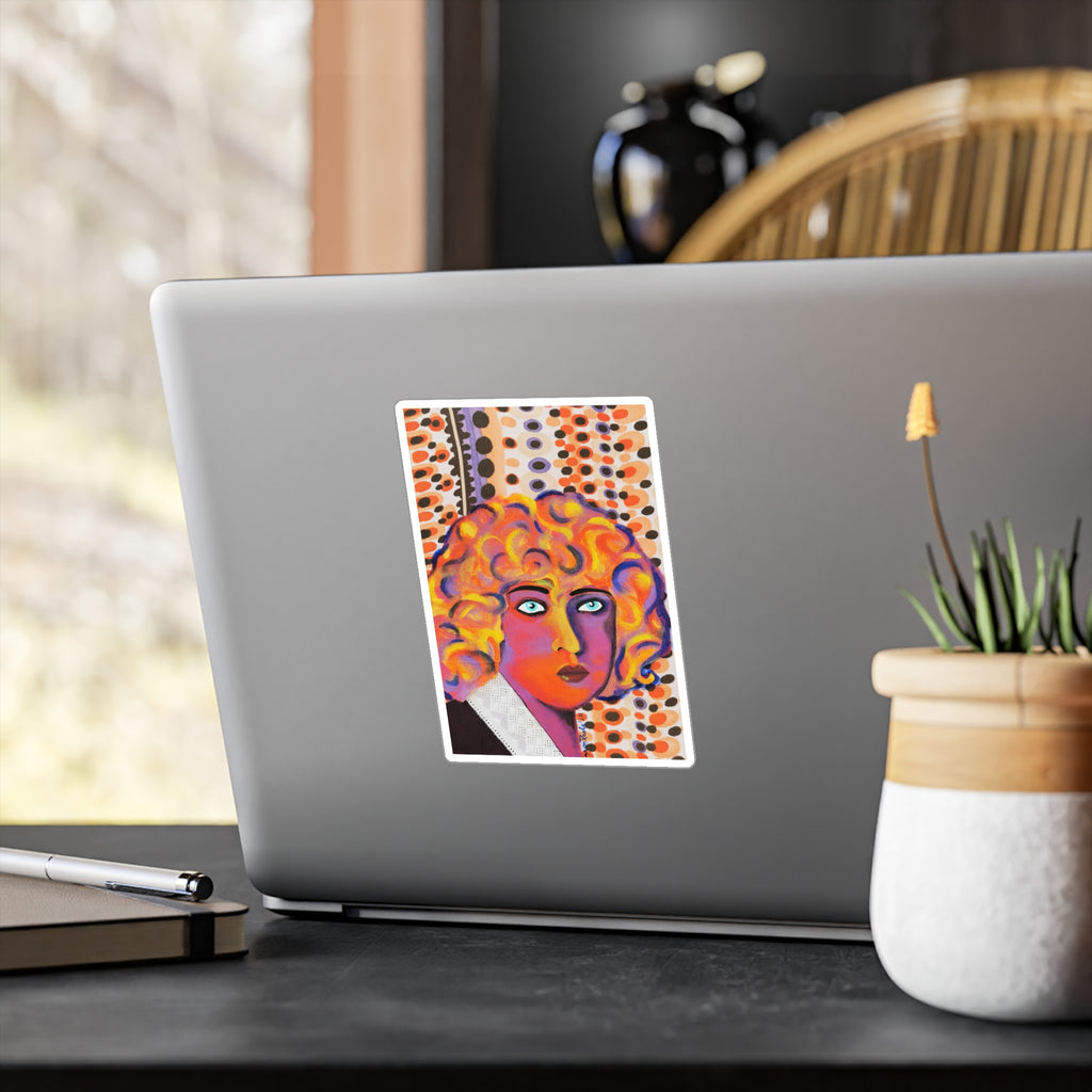 Retro Pop Art Face Vinyl Sticker – Kiss-Cut Decorative Decal