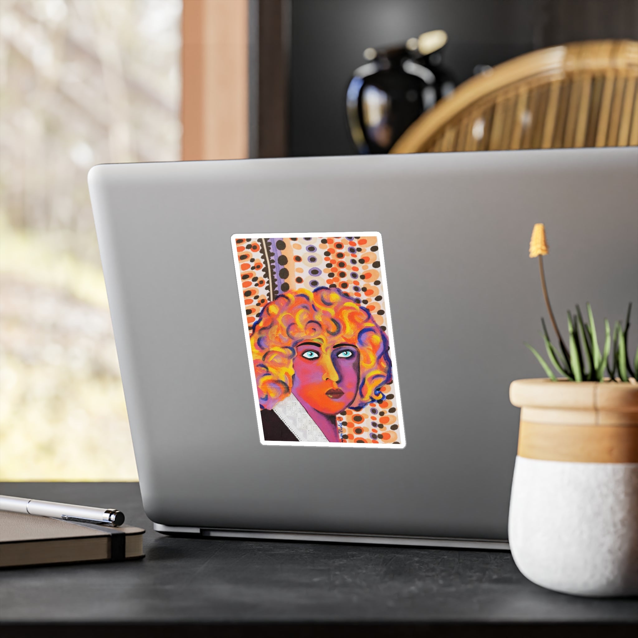 Retro Pop Art Face Vinyl Sticker – Kiss-Cut Decorative Decal