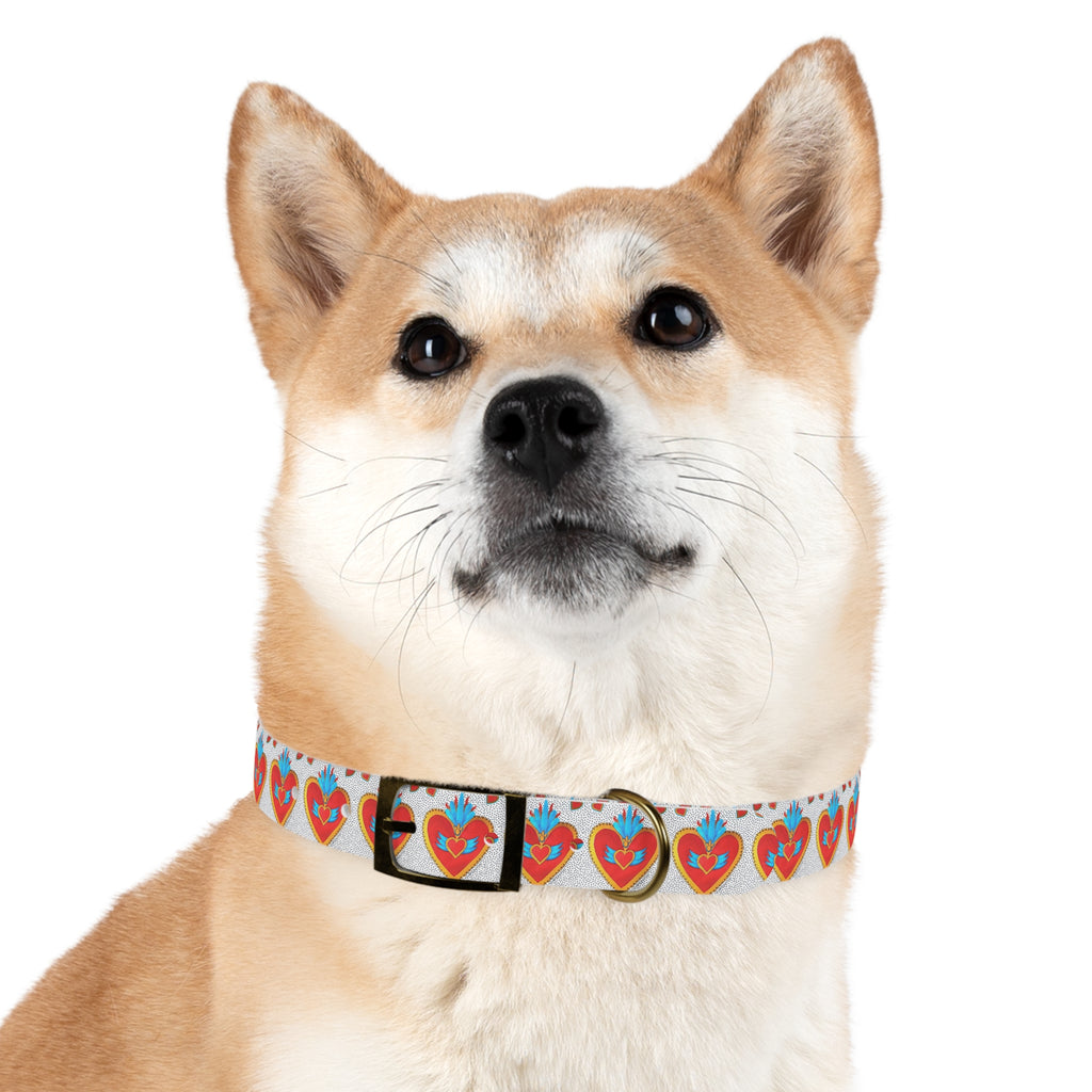 Collier pour chien motif Sacré-Cœur — Motif cœur coloré d'art populaire pour animaux de compagnie