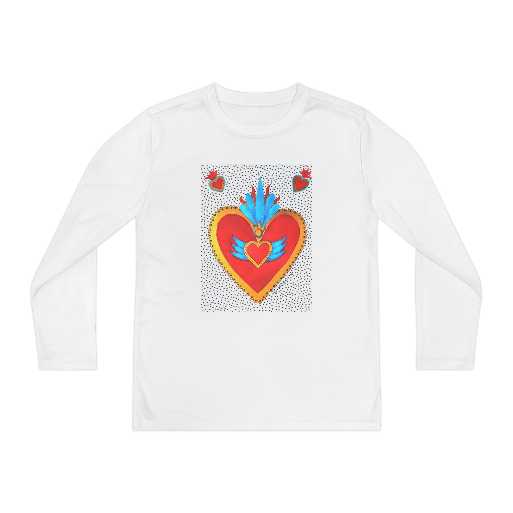 Youth Long Sleeve Tee — Vibrant Sacred Heart Graphic