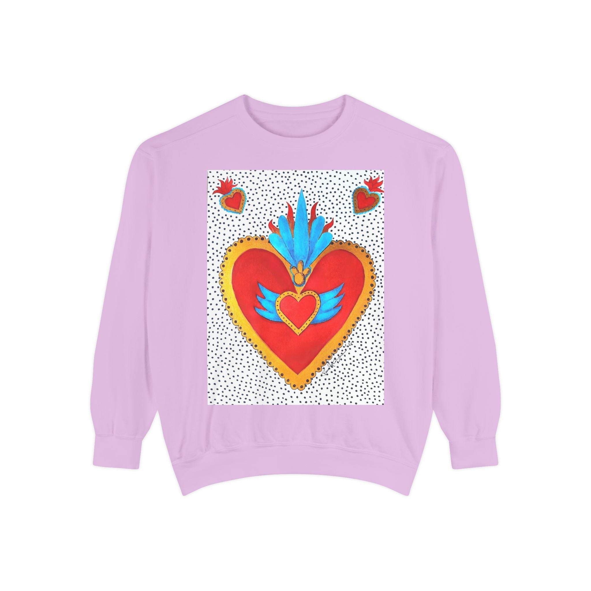 Sacred Heart Sweatshirt — Colorful Folk Art Heart Crewneck
