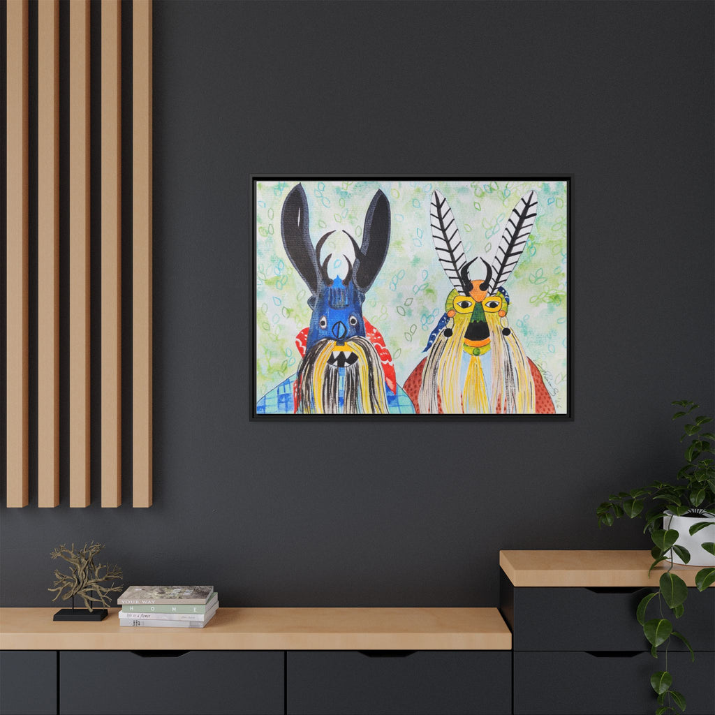 Colorful Folk Mask Matte Canvas Print (Framed)