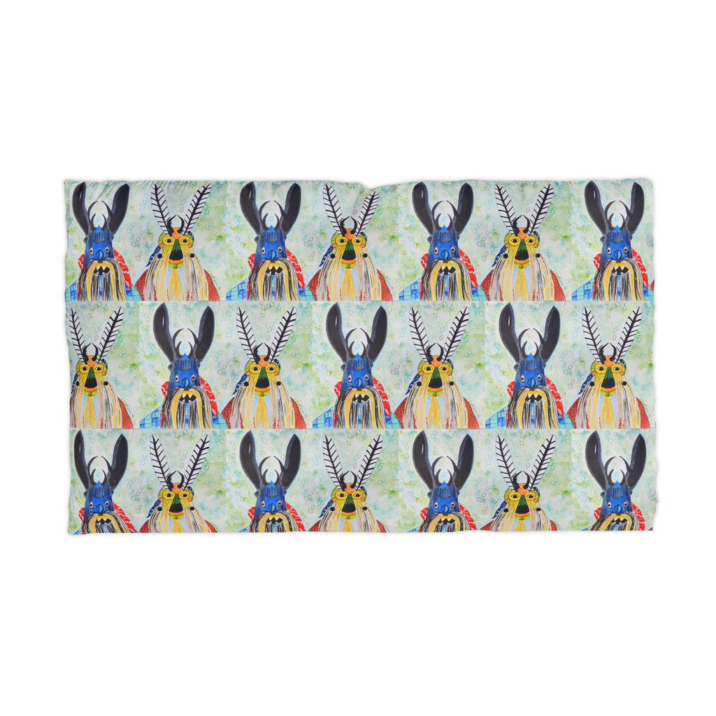 Colorful Antlered Animal Microfiber Pillowcase — Whimsical Watercolor Reindeer Design