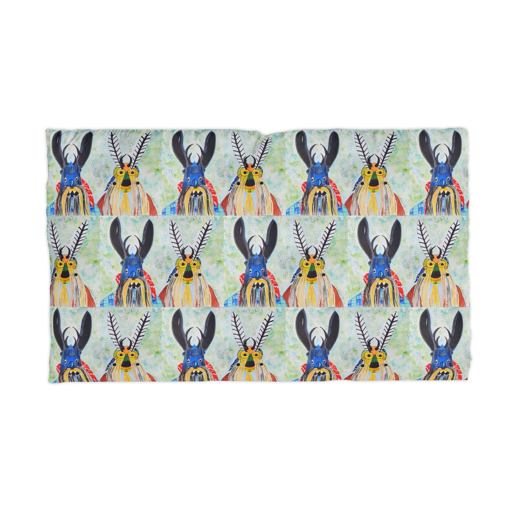 Colorful Antlered Animal Microfiber Pillowcase — Whimsical Watercolor Reindeer Design