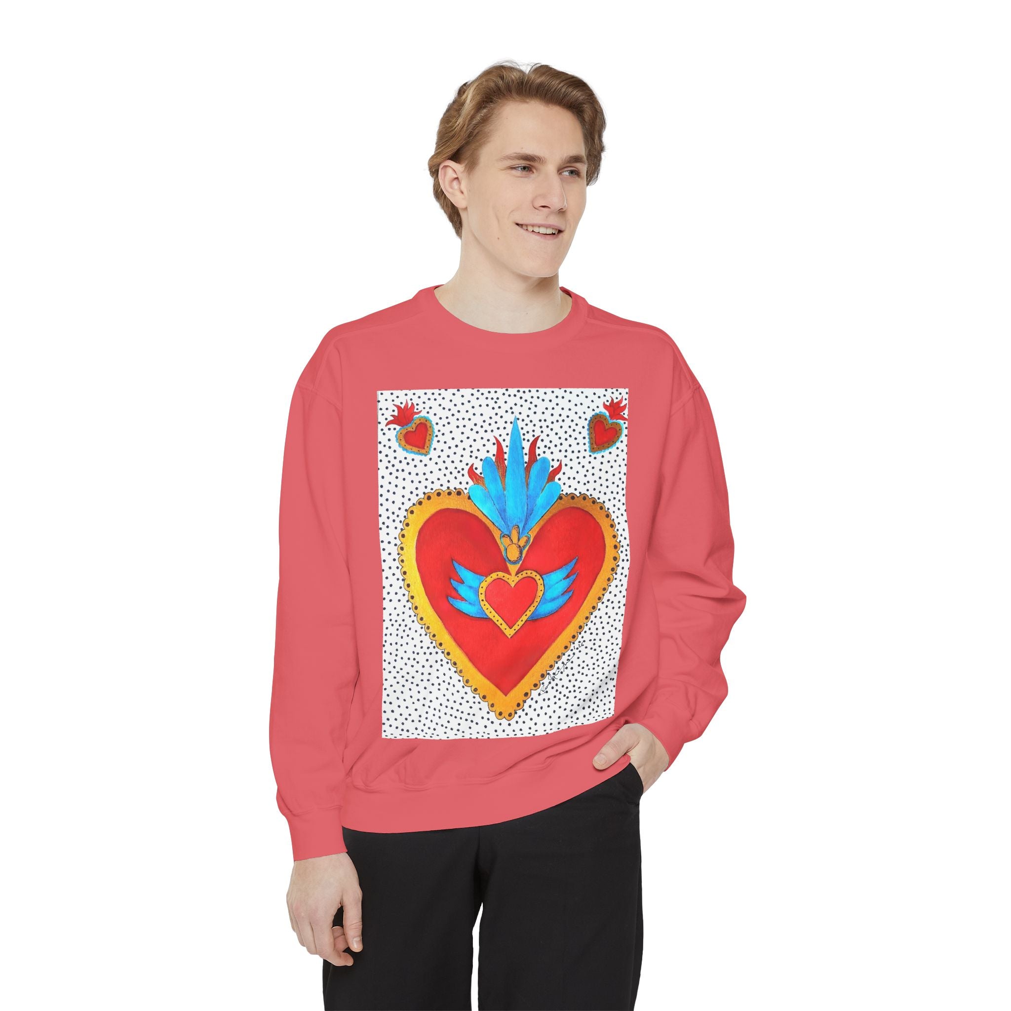 Sacred Heart Sweatshirt — Colorful Folk Art Heart Crewneck