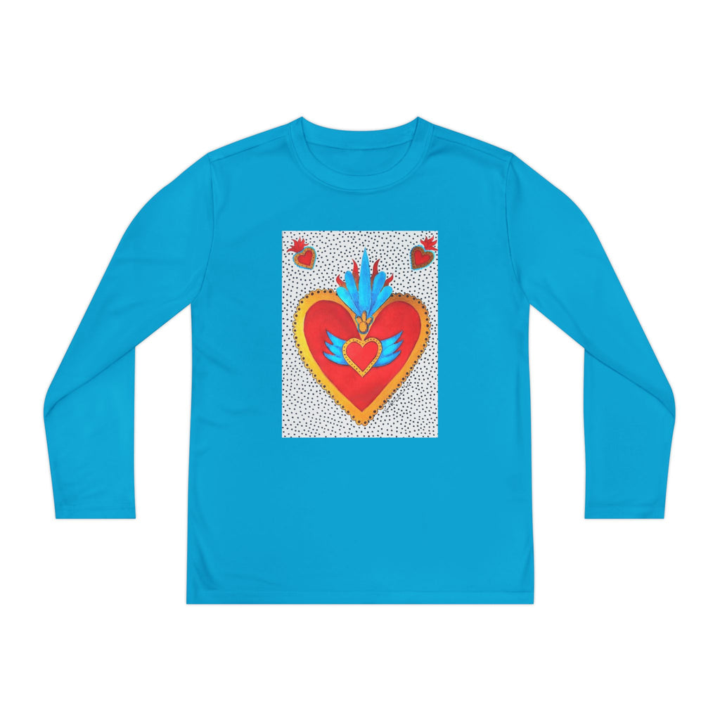 Youth Long Sleeve Tee — Vibrant Sacred Heart Graphic